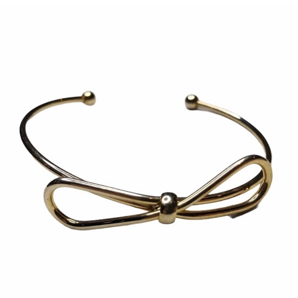 Gold Tone Bow Cuff Bracelet Dainty Classic Style